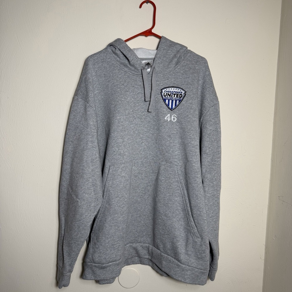 Adidas Chesapeake Soccer Hoodie 2XL Gray Crest Streetwear Athletic Club #46